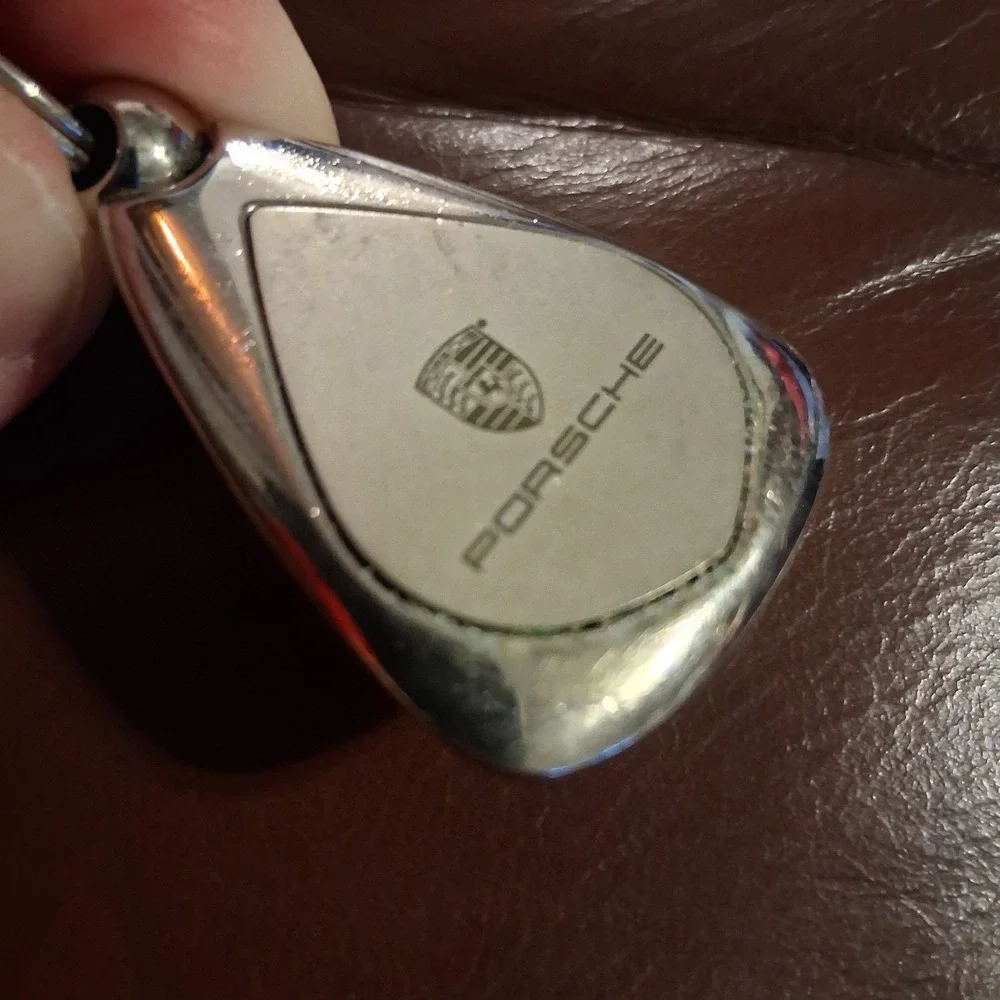 Vintage 90s Porsche Automotive Car Chrome And Nickel Finish Keychain Fair